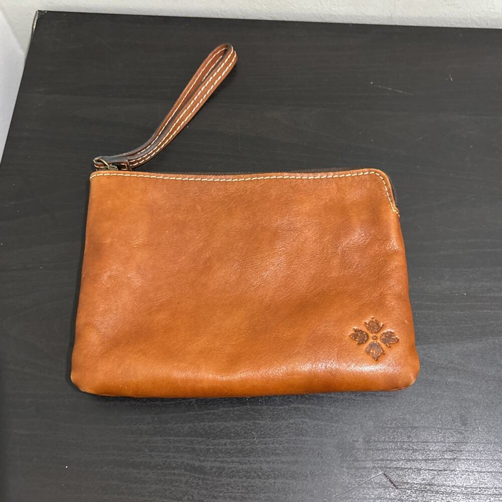 Patricia Nash Wristlet Clutch Zipper Wallet Leather Brown Small Bag Purse